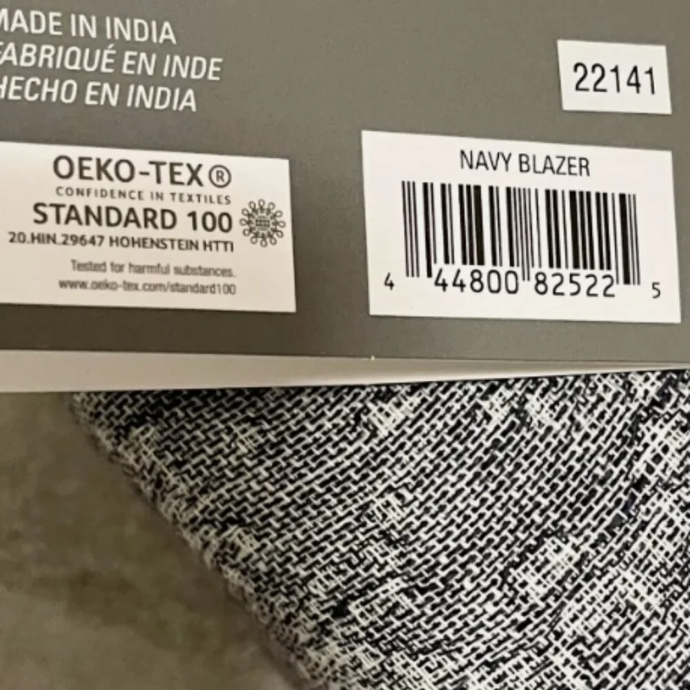 The Threadery Euro Sham Lot of 2 Linen Erased Jacquard Blue Navy Blazer 26 x 26